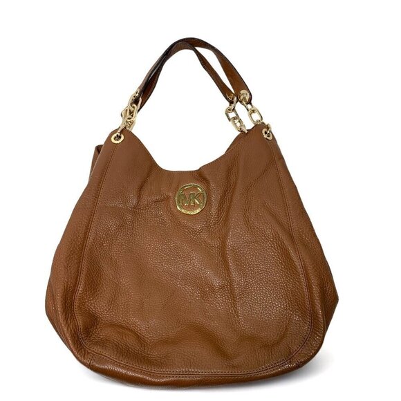 MICHAEL Michael Kors Large Fulton Triple Compartment Hobo Bag Tan Leather Gold - Picture 10 of 16